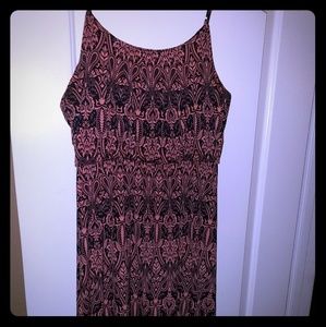 Navy blue and coral maxi dress